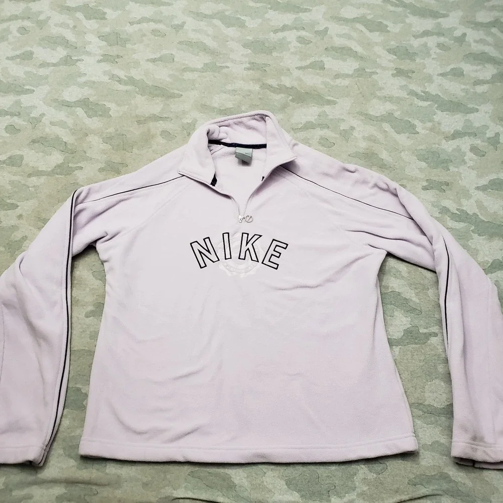 Vintage Nike Top Womens Large Purple Long Sleeve Silver Tag Quarter Zip